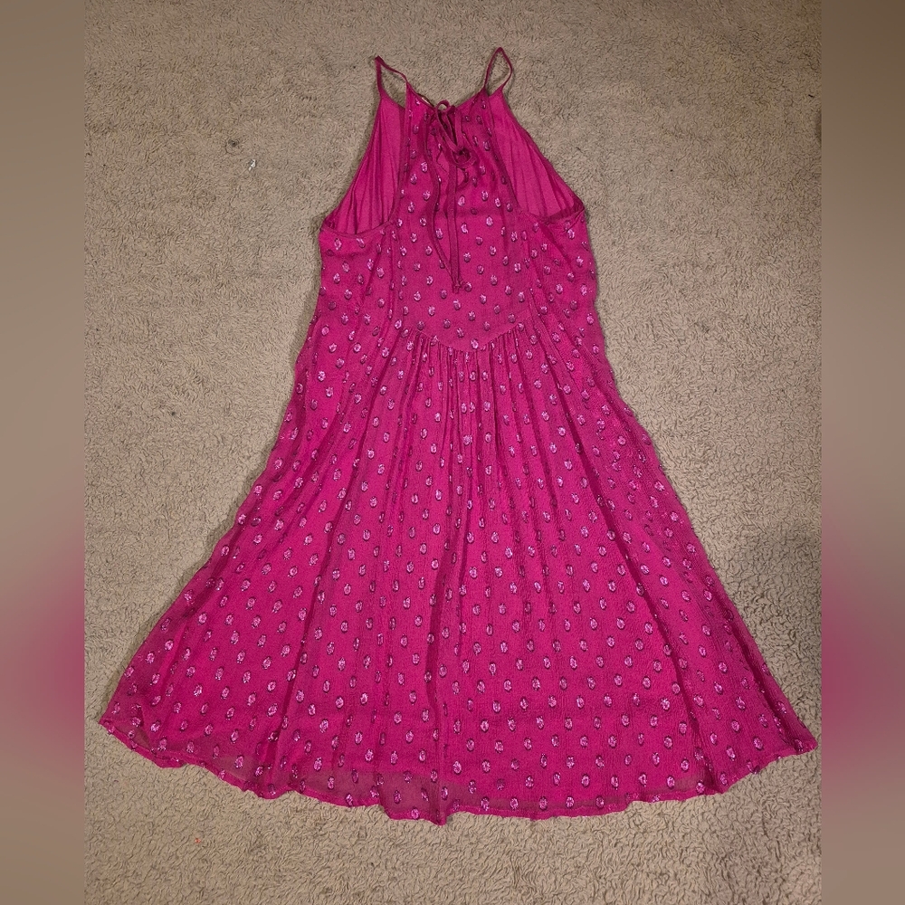 Ella Moss Bright Pink Metallic Shift Dress M - Picture 9 of 15